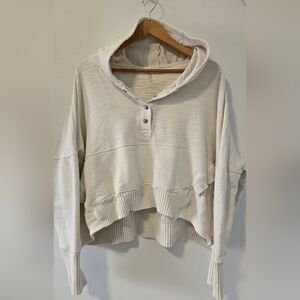 Free People High Low Cream Hoodie